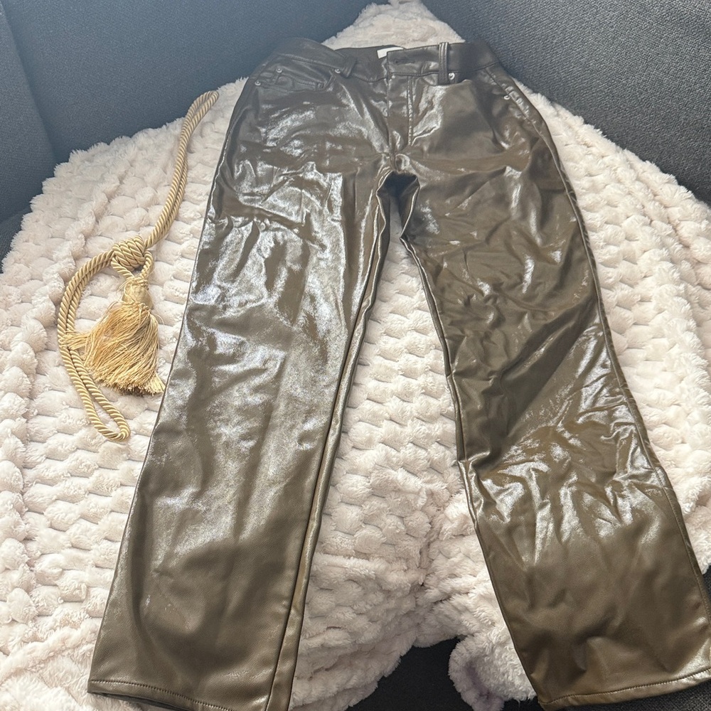 Shiny Brown Leather Pants